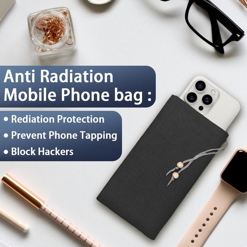 HAQuake EMF Cell Phone Sleeve fo Phone Pouch, High-Shield EMF Blocking Pouch, 100% Silver Fibers forDigital Security, Signal Blocking, Anti-EMP Radiation Bag for Privacy Protection. (Black) - Image 2